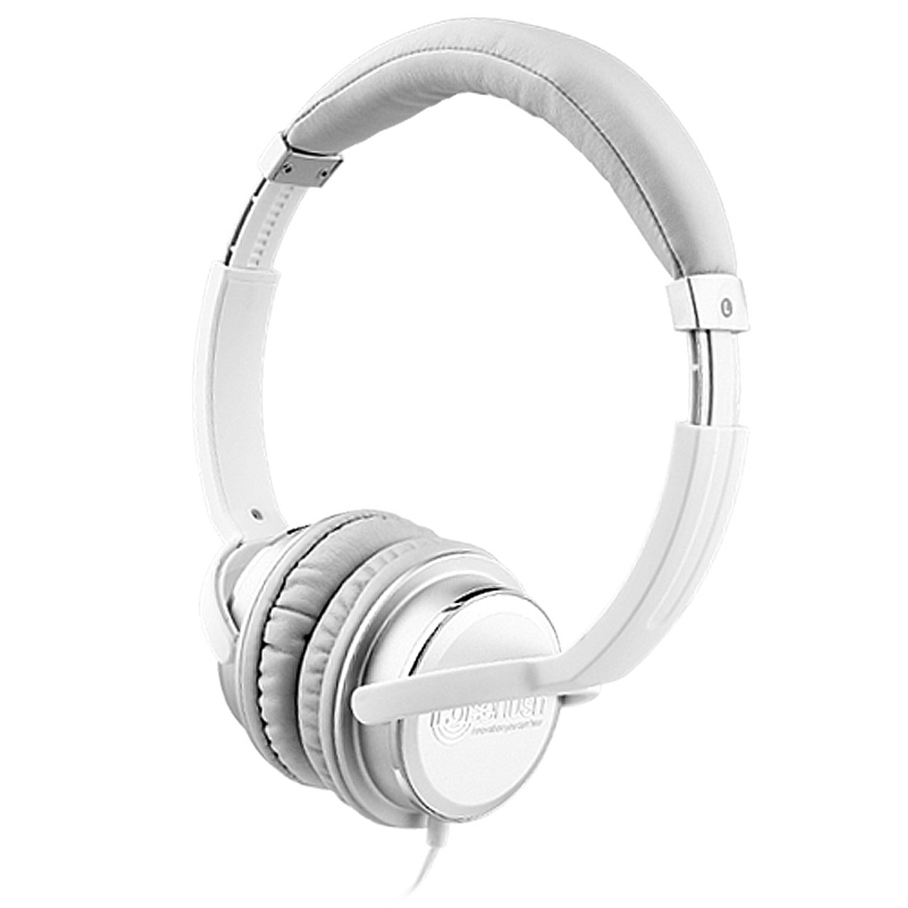 NOISEHUSH NX26 SILVER WHITE MEDIUM 3.5MM STEREO HEADPHONES WITH NEODYMIUM MAGNET DRIVERS WHOLESALE - RETAIL PACKAGE