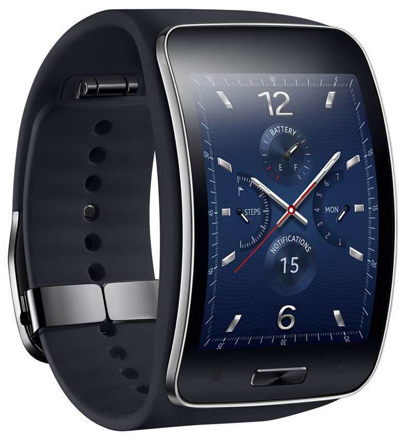 SAMSUNG GALAXY GEAR S R750W SMART WATCH W/ CURVED SUPER AMOLED DISPLAY BLACK QX