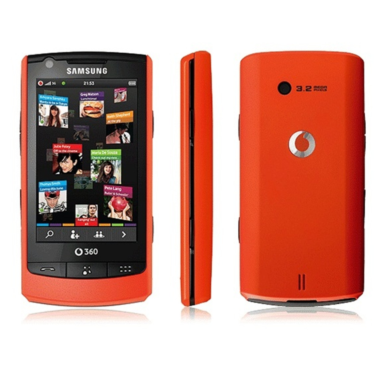SAMSUNG M1-360 ORANGE 3G VIDEO CALL 1GB INTERNAL MEMORY 3 MEGA PIXEL 3.2" TOUCHSCREEN BLACK GSM UNLOCKED WHOLESALE CELL PHONES