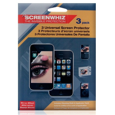 SCREENWHIZ UNIVERSAL MIRROR SCREEN PROTECTOR 3 PACK WHOLESALE  RETAIL PACKAGE