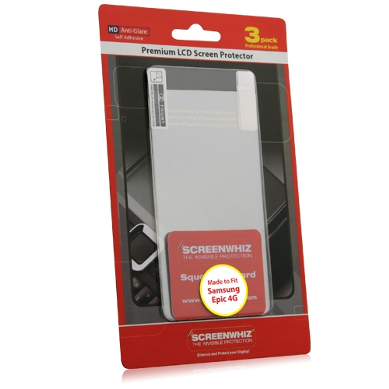 SCREENWHIZ HD ANTI-GLARE SCREEN PROTECTORS 3 PACK FOR EPIC 4G WHOLESALE  RETAIL PACKAGE