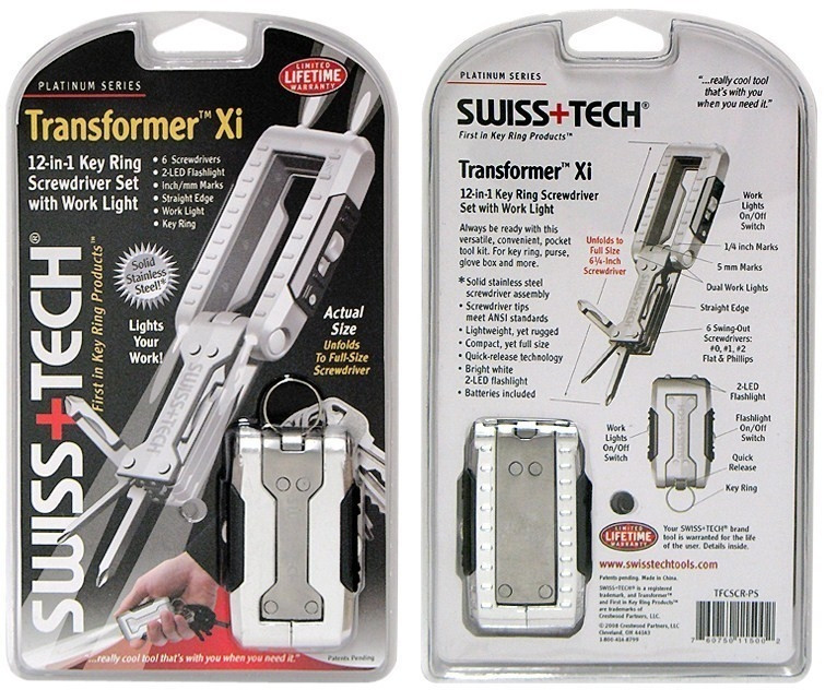 SWISSTECH TFCSCR-PS TRANSFORMER XI KEYCHAIN MULTI-TOOL  WITH FLASHLIGHT SCREWDRIVER WORK LIGHT LED WHOLESALE