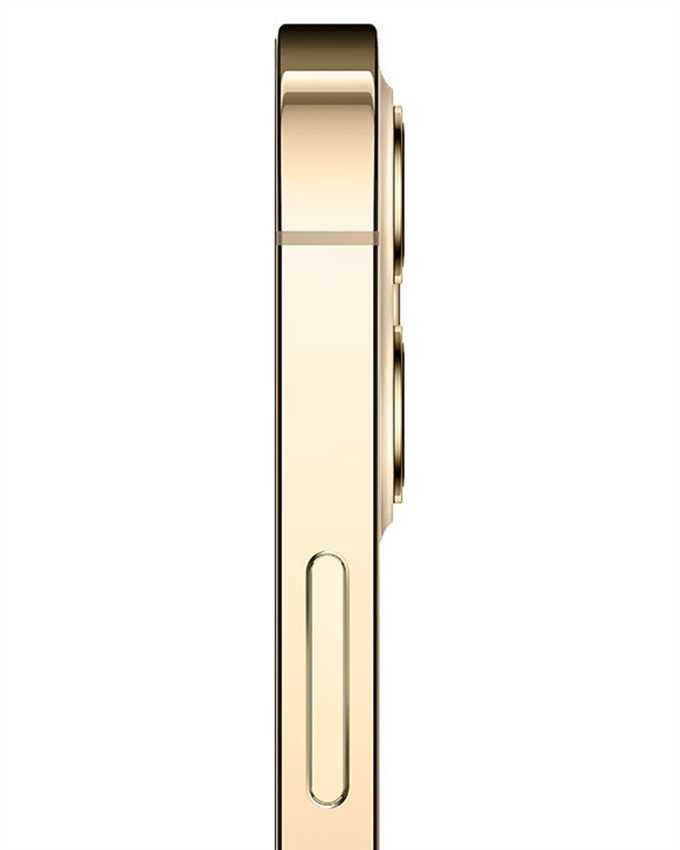 Bulk iPhone 12 Pro Max gold 128GB unlocked smartphone A+ stock side view