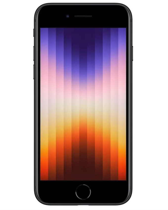 Bulk iPhone SE 3 2022 black 64GB unlocked smartphone A+ stock front view