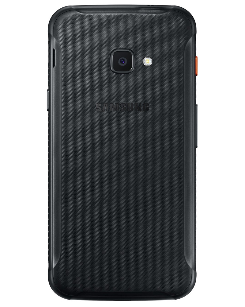 Back view of wholesale Samsung Galaxy XCover 4s black 32GB unlocked smartphone A+ stock bulk