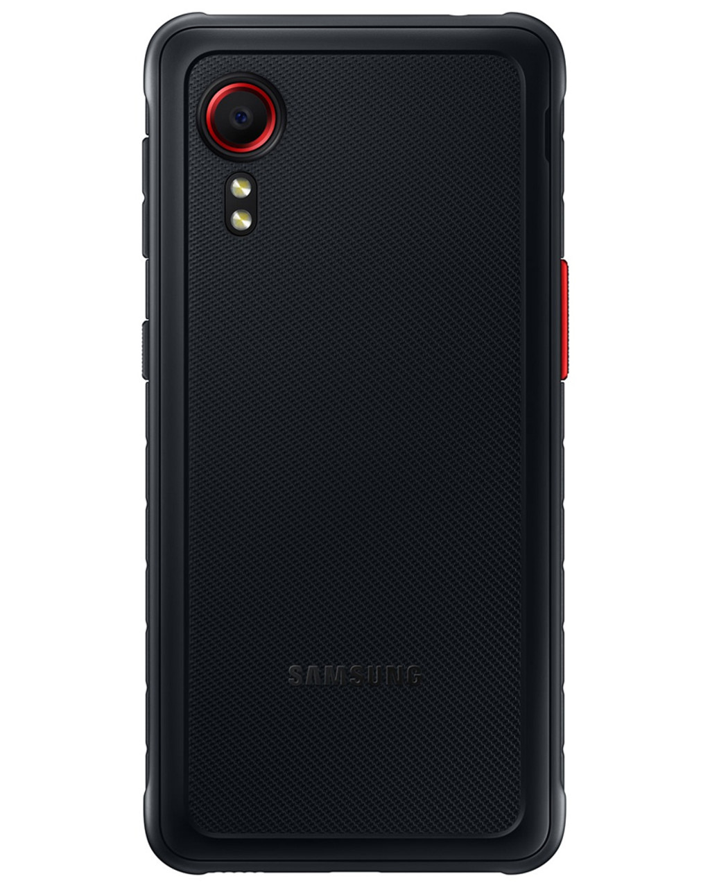 Back view of wholesale Samsung Galaxy XCover 5 black 64GB unlocked smartphone A+ stock bulk