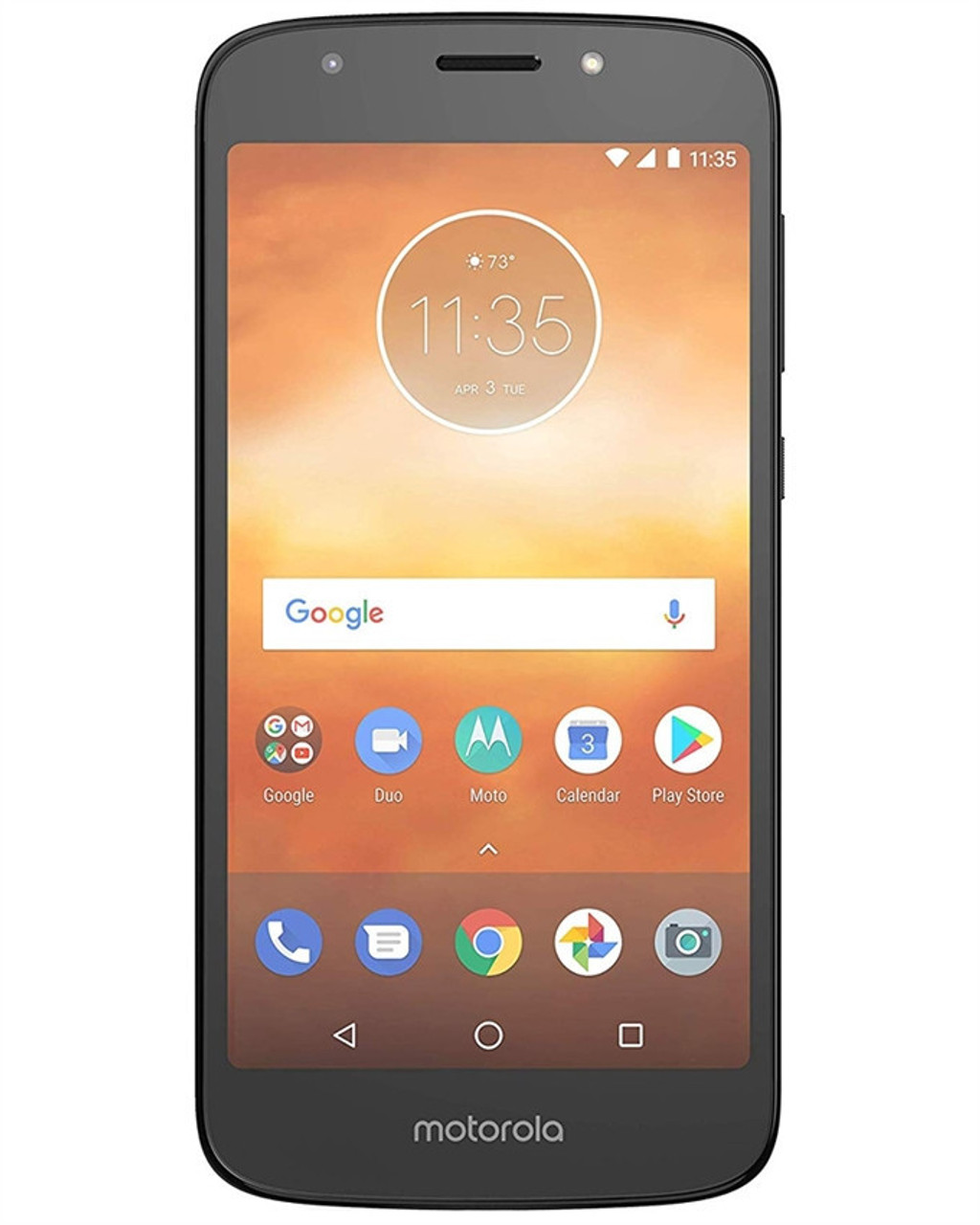 Bulk Motorola Moto E5 Play black 16GB unlocked smartphone A+ stock front view