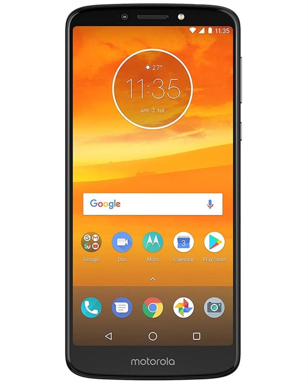 Bulk Motorola Moto E5 Plus black 16GB unlocked smartphone A+ stock front view