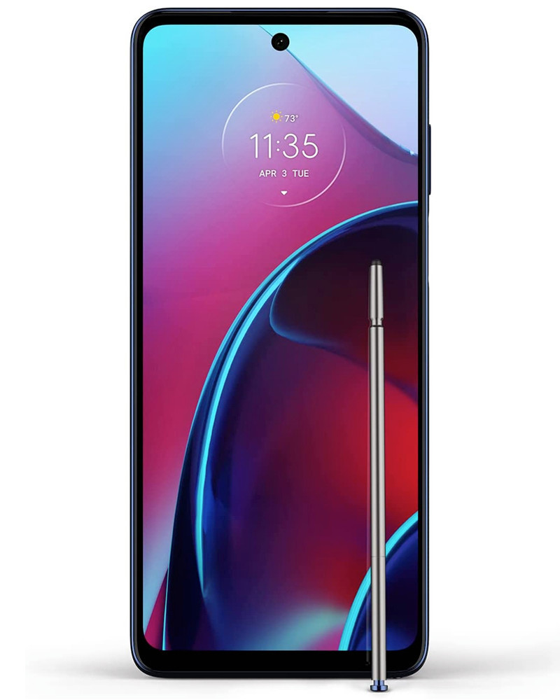 Front view of Bulk Motorola Moto G Stylus 2022 blue 128GB unlocked A+ stock bulk phone