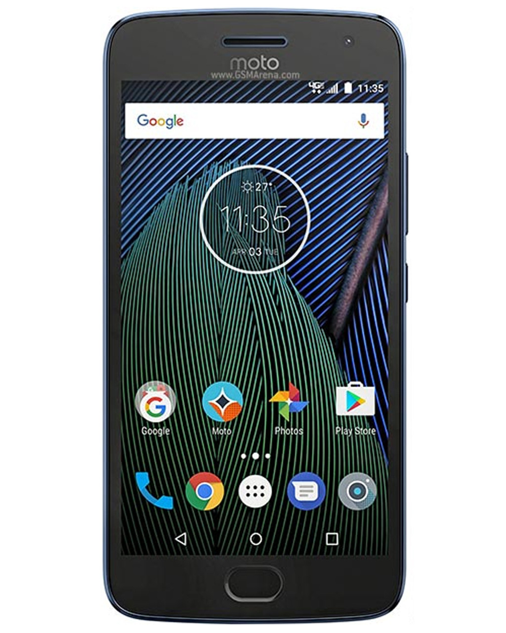 Front view of wholesale Motorola Moto G5 Plus gray 32GB unlocked A+ stock bulk phone