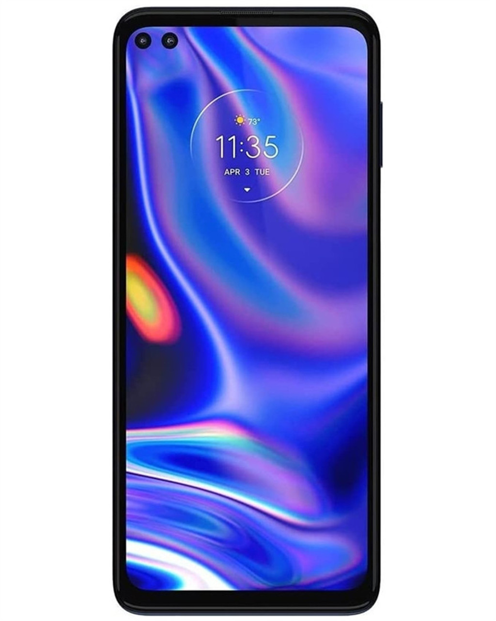 Front view of wholesale Motorola One 5G blue 128GB unlocked A+ stock bulk phone