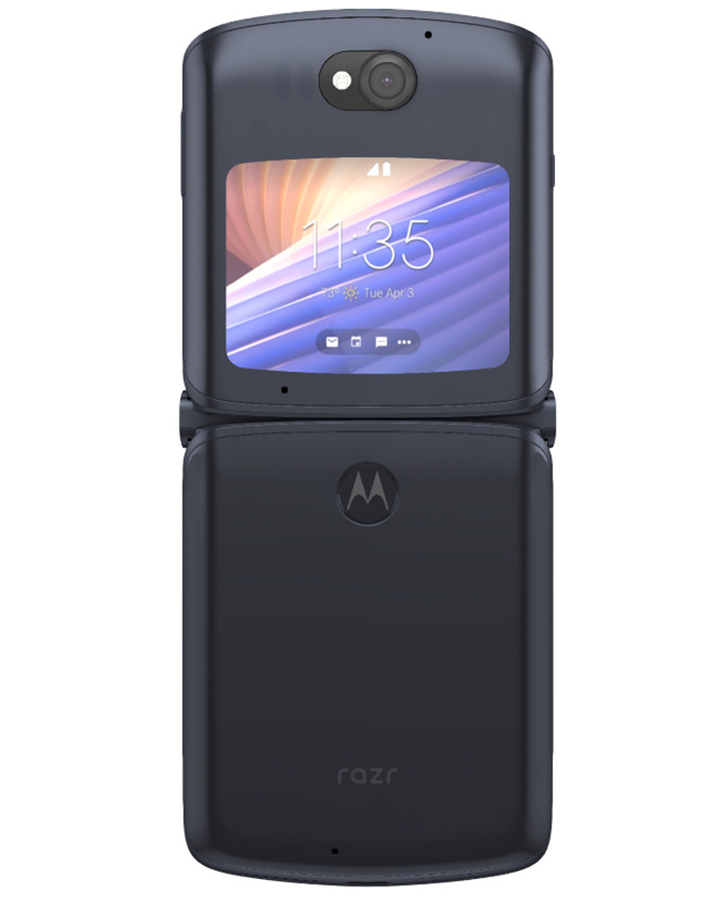 Back view of bulk Motorola Razr 5G Ace gray 256GB unlocked A+ stock wholesale phone