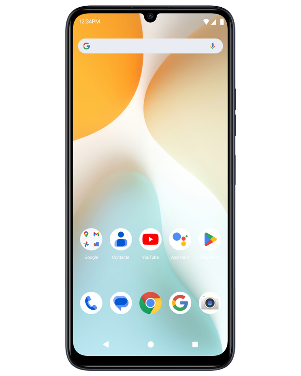 Front view of wholesale BLU G64L blue 128GB 4G LTE unlocked A+ stock smartphone