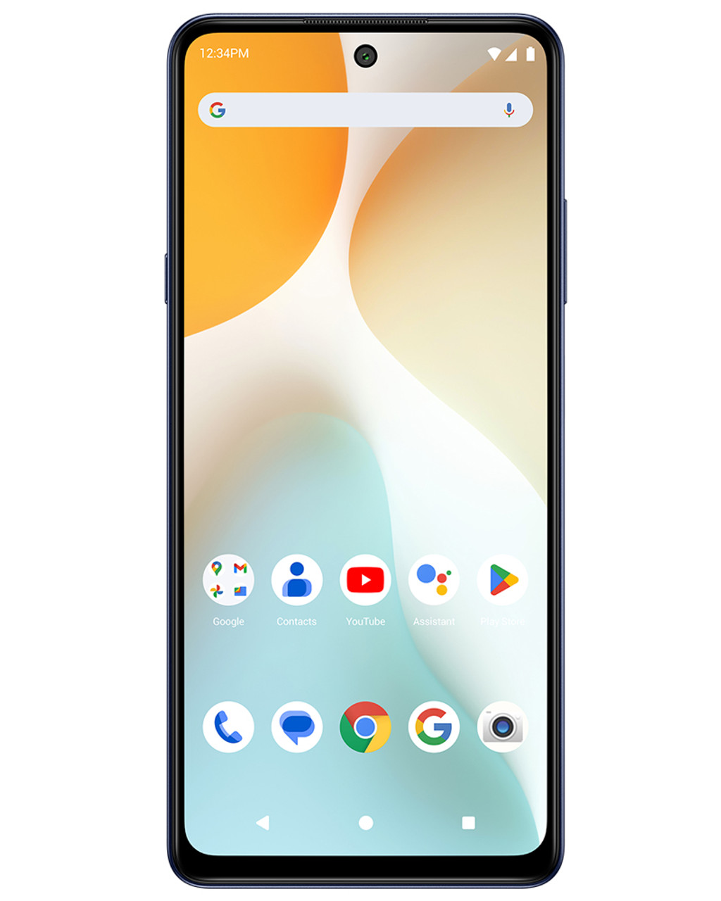 Front view of bulk BLU G84 blue 256GB 4G LTE unlocked A+ stock smartphone