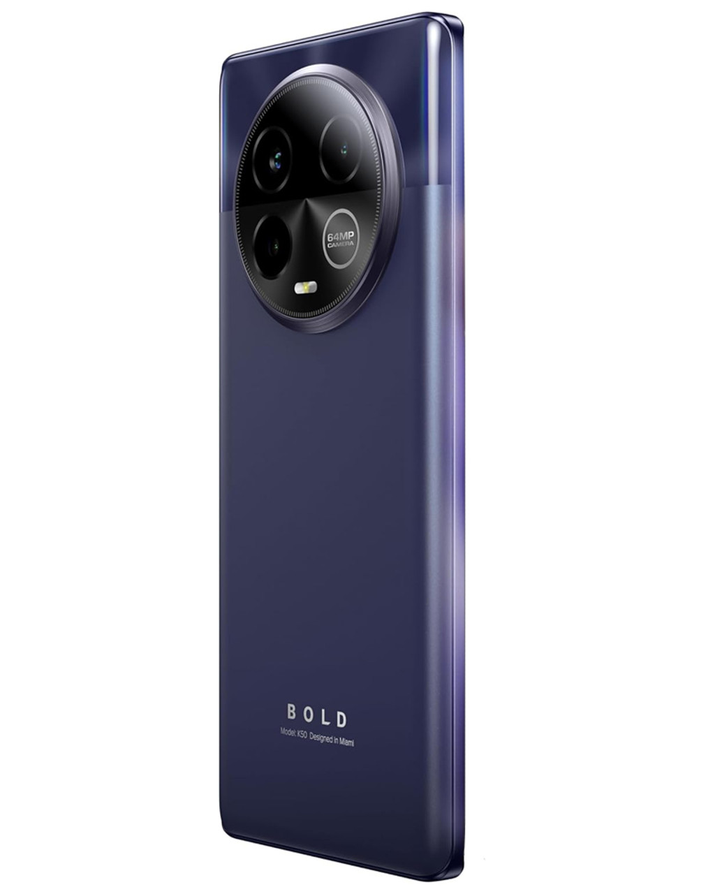 Wholesale BLU K50 256GB purple 5G unlocked A+ stock wholesale smartphone angled view