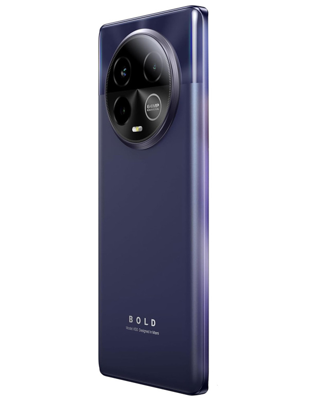 Bulk BLU K50 256GB purple 5G unlocked A+ stock wholesale smartphone angled view