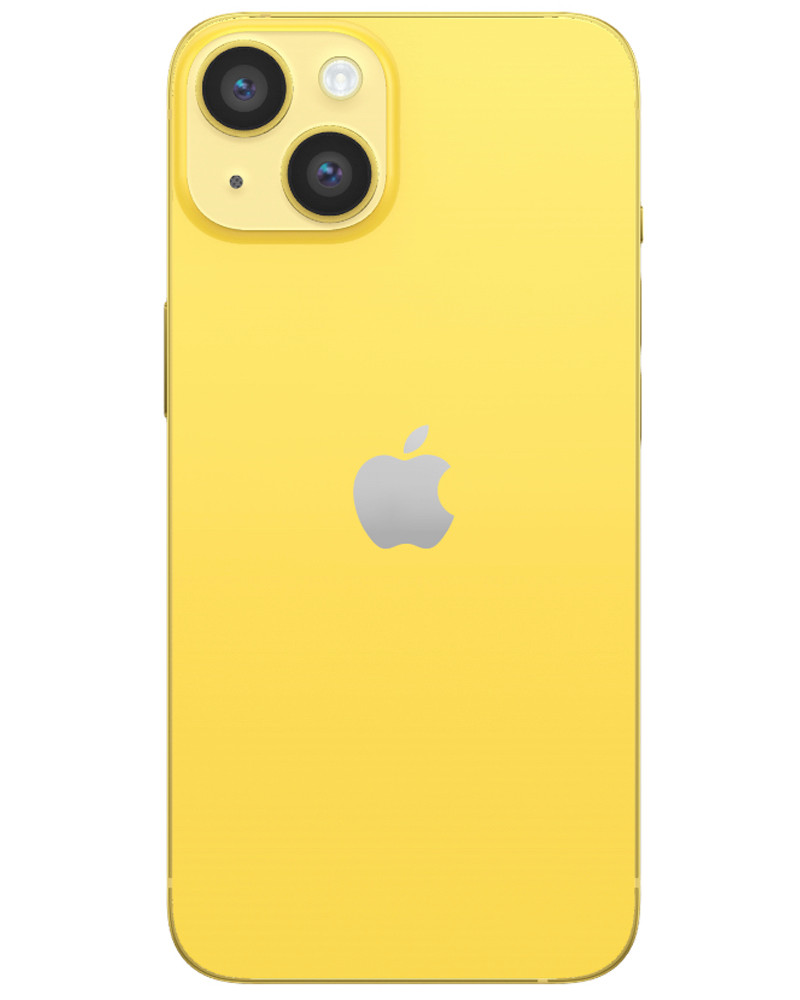 Wholesale iPhone 14 yellow 128GB unlocked C stock bulk smartphone back view
