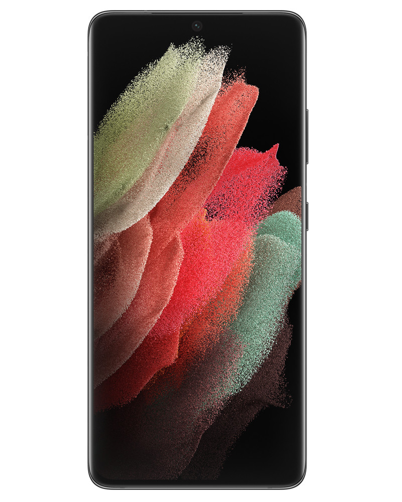 Wholesale Samsung Galaxy S21 Ultra phantom black 128GB locked unknown carrier bulk smartphone front view