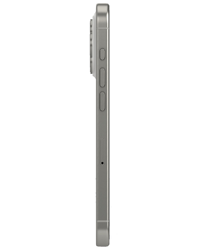 Wholesale Apple iPhone 15 Pro white titanium 128GB 5G unlocked, C/D grade — bulk smartphone lot side view