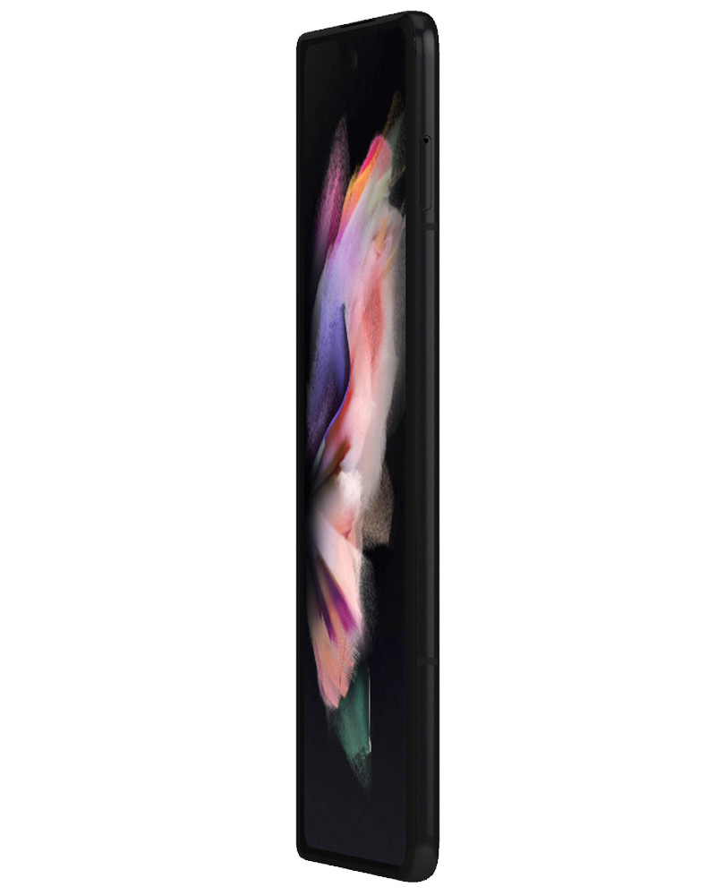 Wholesale Samsung Galaxy Z Fold3 phantom black 256GB 5G unlocked, A/B stock — bulk smartphone lot angle view
