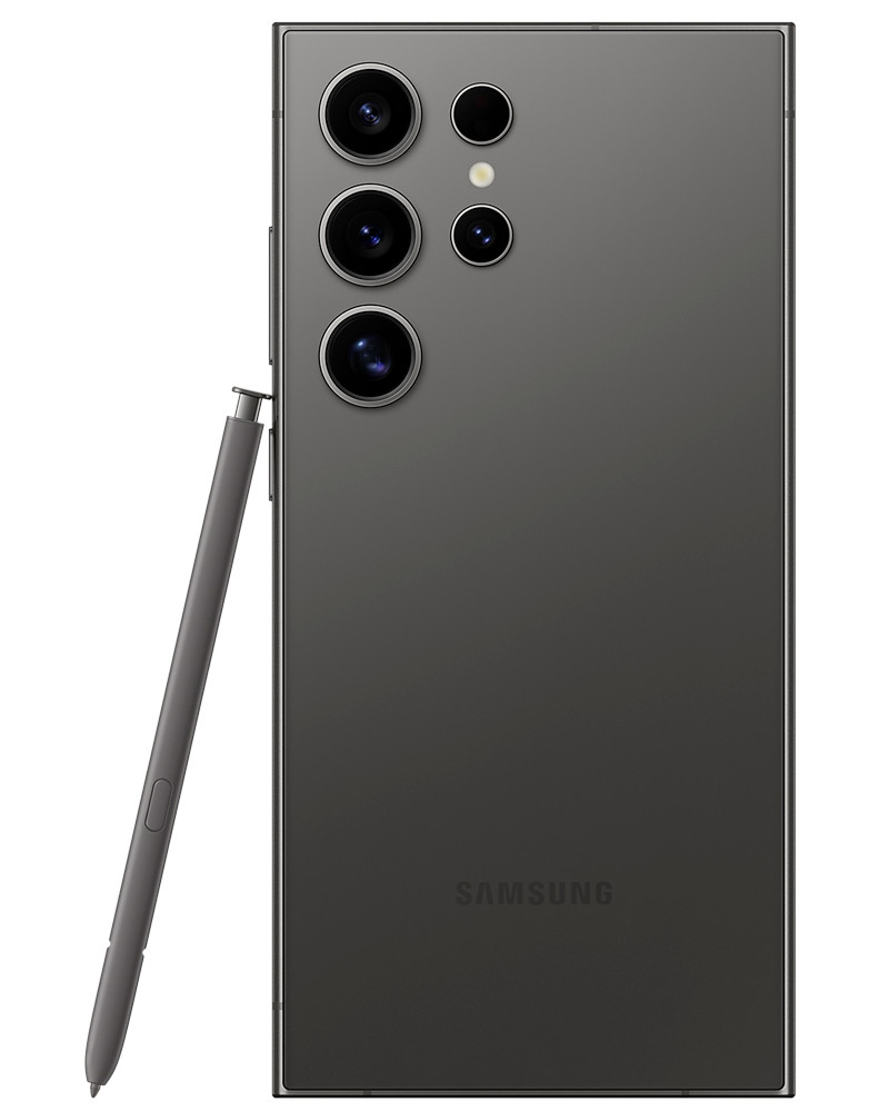 Wholesale Samsung Galaxy S24 Ultra titanium black 256GB 5G unlocked, C stock — bulk smartphone lot back view