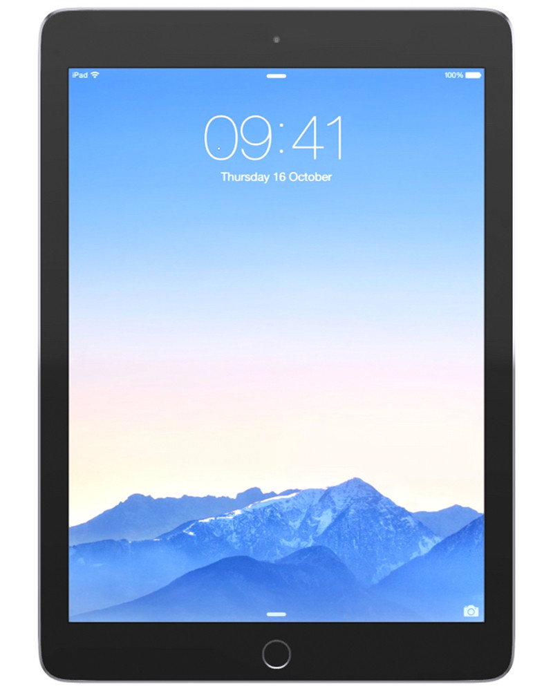 Wholesale Apple iPad Air 2014 2nd Gen space gray 128GB Wi-Fi only, B stock — bulk tablet lot front view