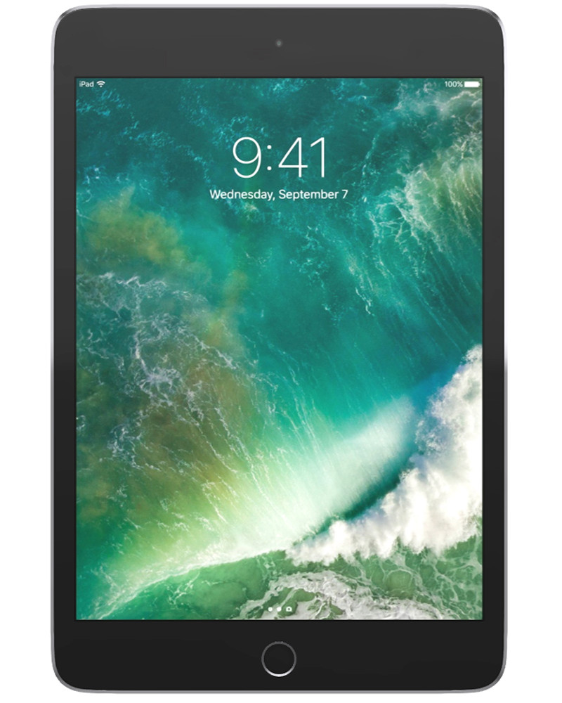 Wholesale Apple iPad Mini 7.9 2015 4th Gen space gray 128GB Wi-Fi only, A stock — bulk tablet lot front view