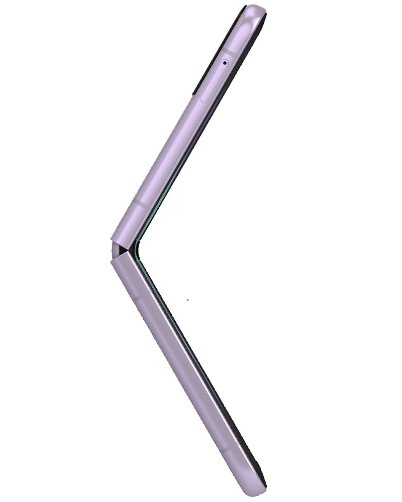Wholesale Samsung Galaxy Z Flip3 purple 128GB 5G unlocked, A/B grade — bulk smartphone lot side view