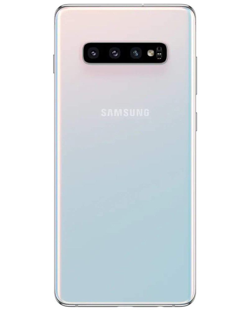 Wholesale Samsung Galaxy S10+ prism white 128GB 4G LTE unlocked, A/B stock — bulk smartphone lot back view