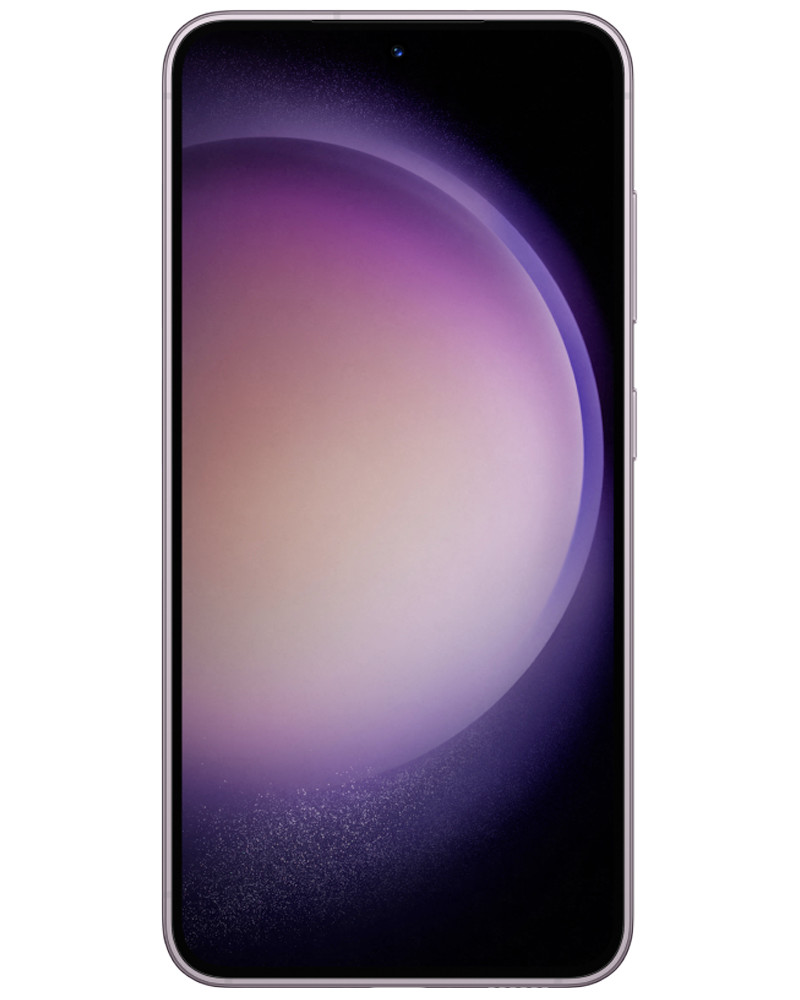 Wholesale Samsung Galaxy S23 S916U lavender 128GB 5G unlocked, B stock — bulk smartphone lot front view