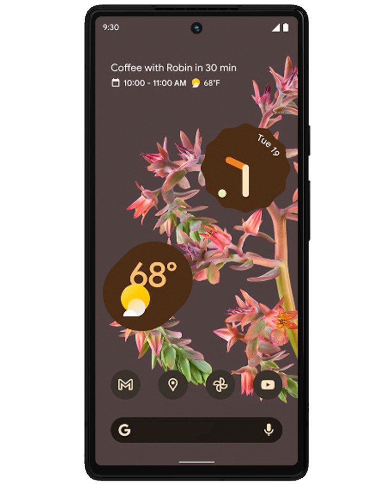 Wholesale Google Pixel 6 GB7N6 black 128GB 5G unlocked, A/B grade — bulk smartphone lot front view