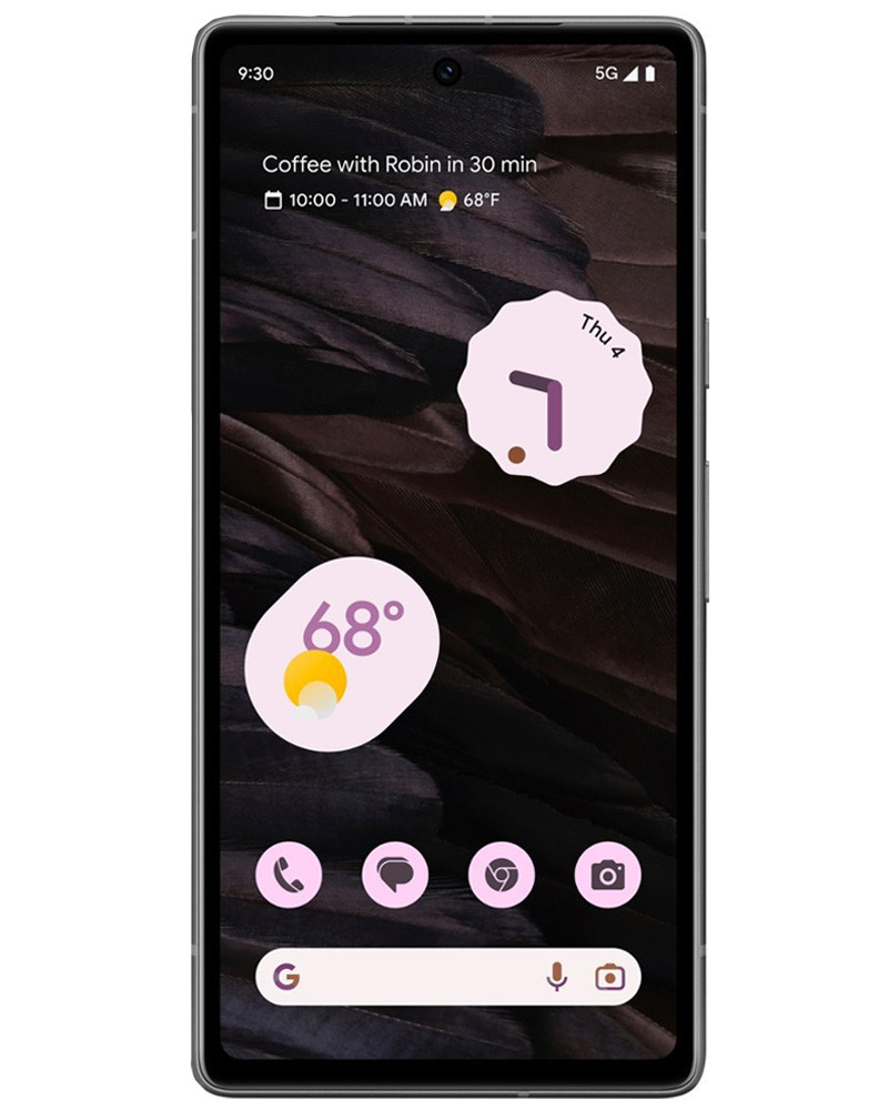 Wholesale Google Pixel 7a GWKK3 charcoal 128GB 5G unlocked, C/D grade — bulk smartphone lot front view