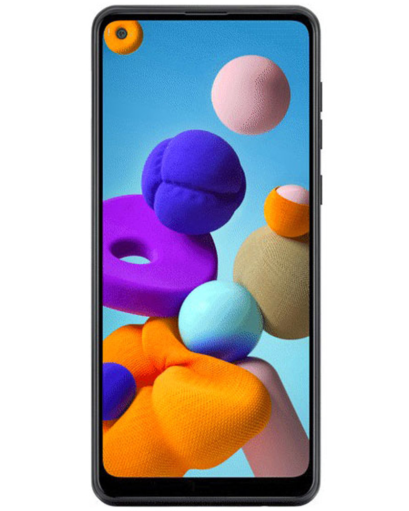 Wholesale Samsung Galaxy A21 black 32GB 4G LTE, carrier locked, A/B — bulk smartphone lot front view