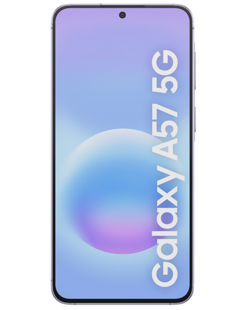 Wholesale Samsung Galaxy A57 awesome lilac 512GB 5G unlocked, brand new — bulk smartphone lot front view