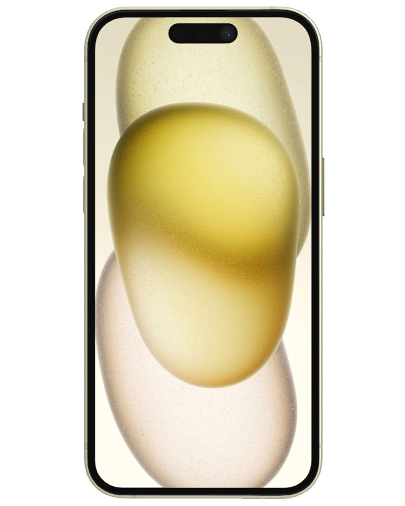 Wholesale Apple iPhone 15 yellow 256GB 5G unlocked, C/D stock — bulk smartphone lot front view