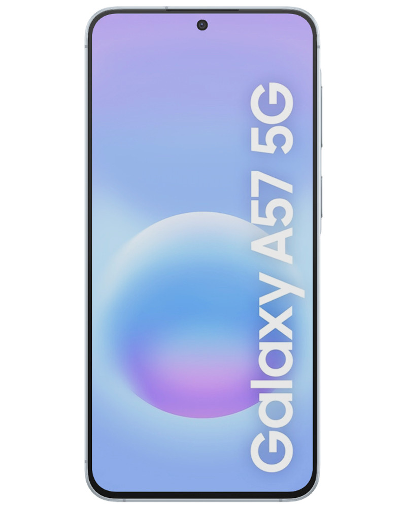 Wholesale Samsung Galaxy A57 awesome icy blue 512GB 5G unlocked, brand new — bulk smartphone lot front view