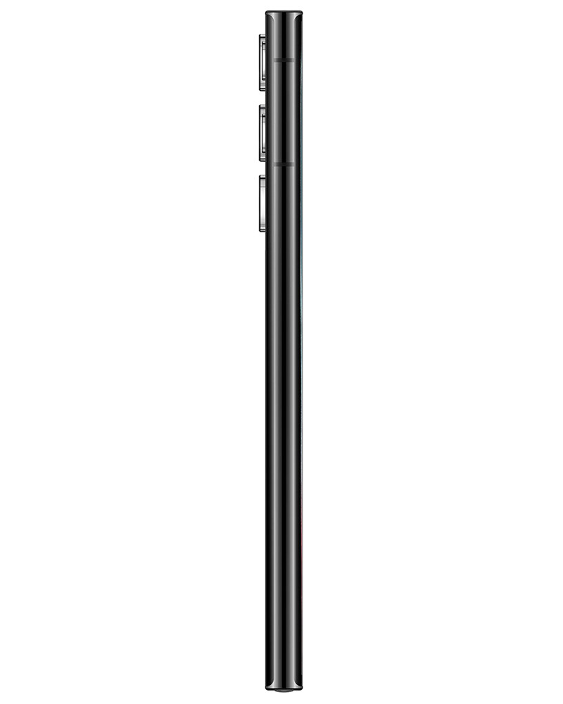 Wholesale Samsung Galaxy S22 Ultra phantom black 128GB 5G unlocked, brand new — bulk smartphone lot side view