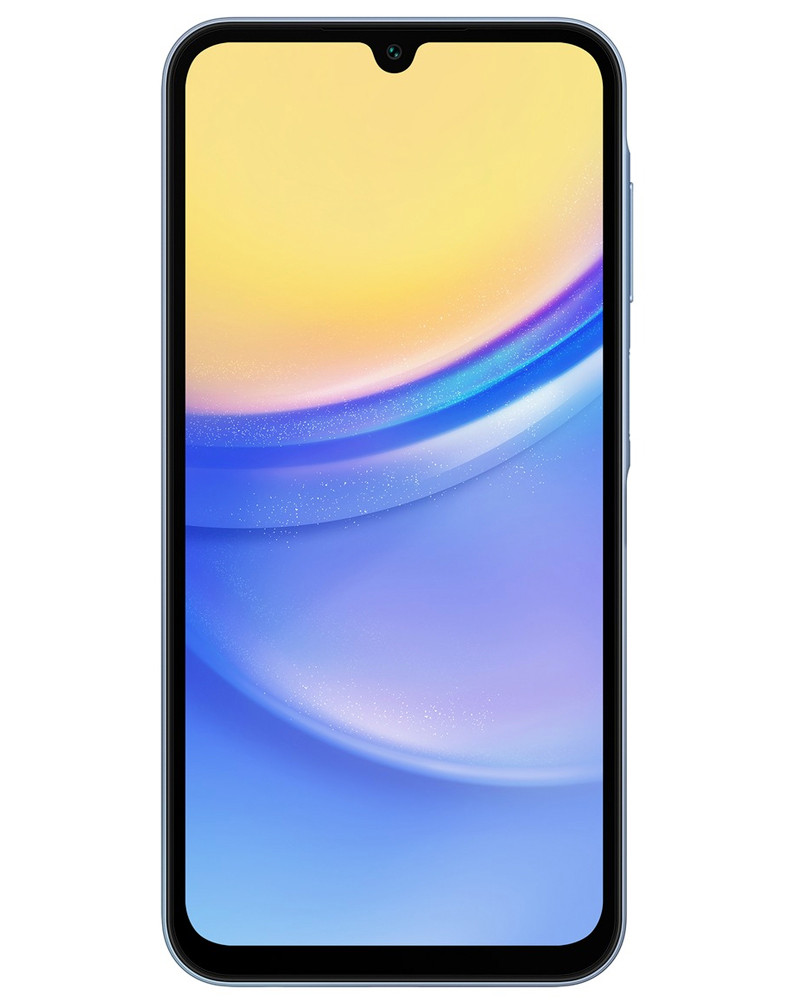 Wholesale Samsung Galaxy A15 blue 128GB 5G Boost locked, C/D stock — bulk smartphone lot front view