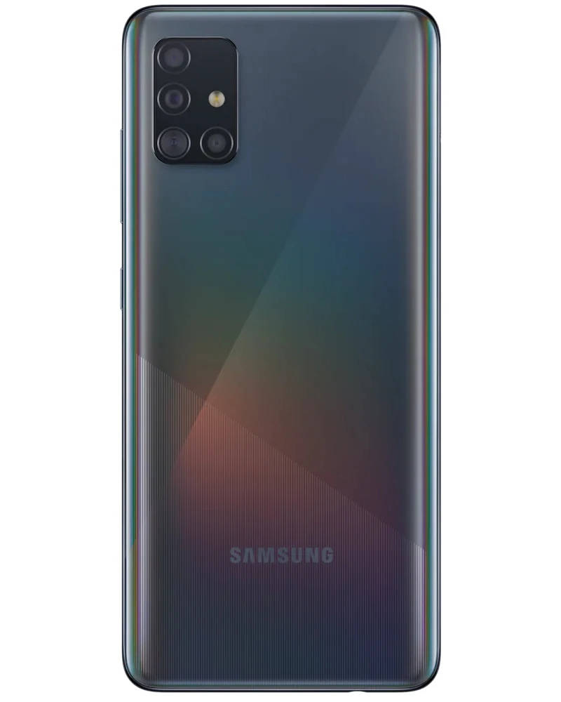 Wholesale Samsung Galaxy A51 Prism Crush Black 64GB 4G LTE unlocked, A/B condition — bulk smartphone lot back view