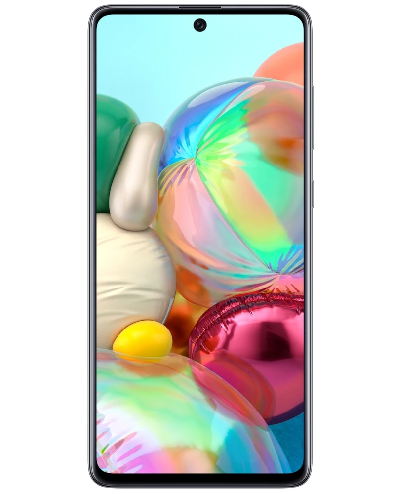 Wholesale Samsung Galaxy A71 Prism Cube Black 128GB 4G LTE unlocked, B/C condition — bulk smartphone lot front view