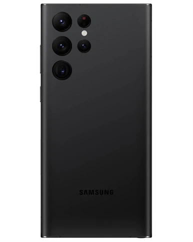Wholesale Samsung Galaxy S22 Ultra Phantom Black 256GB 5G carrier locked, A/B stock — bulk smartphone lot back view