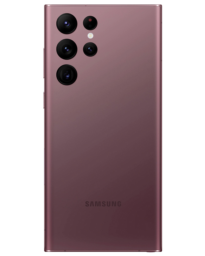 Wholesale Samsung Galaxy S22 Ultra burgundy 128GB 5G unlocked, A stock — bulk smartphone lot back view