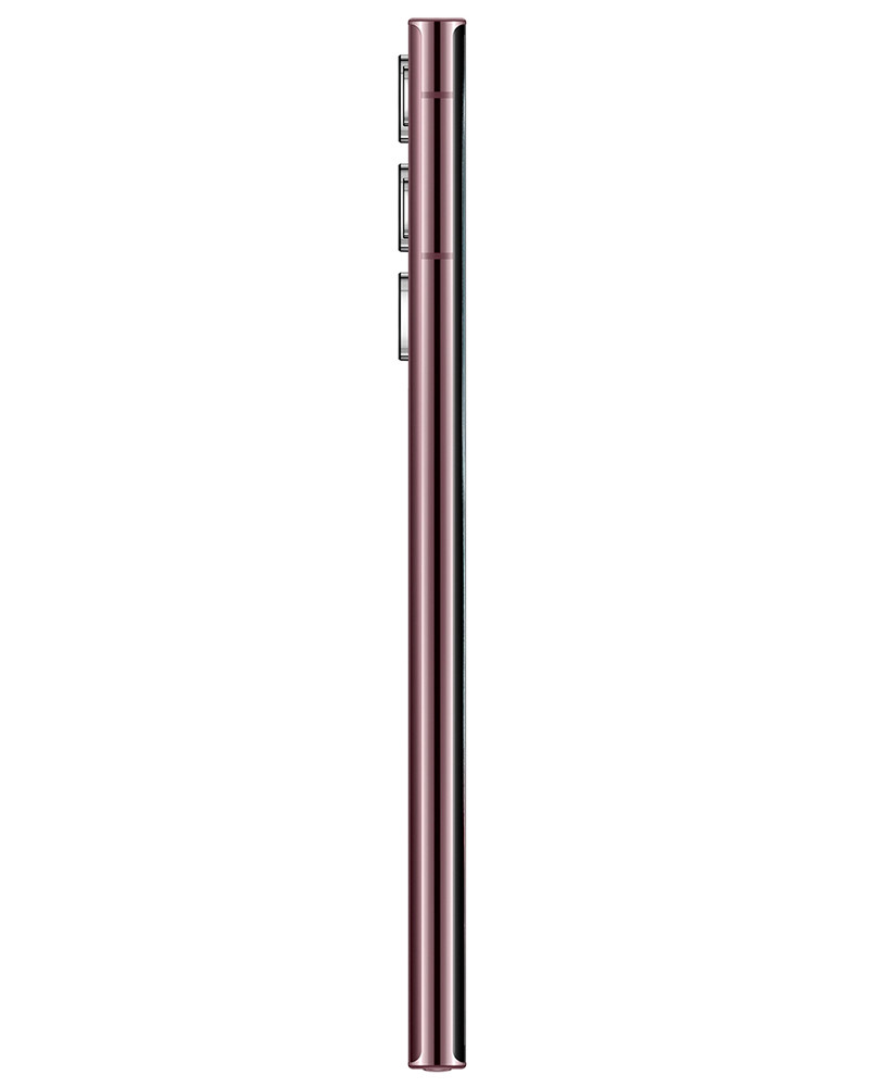 Wholesale Samsung Galaxy S22 Ultra burgundy 128GB 5G unlocked, A stock — bulk smartphone lot side view