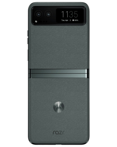 Back view of wholesale Motorola Razr 2023 5G sage green 128GB unlocked A+ stock bulk smartphone