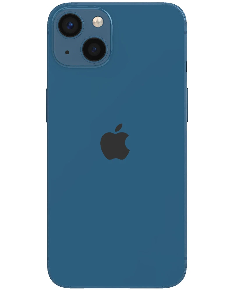 Wholesale Apple iPhone 13 blue 128GB 5G unlocked, C/D stock - NOT FULLY FUNCTIONAL — bulk smartphone lot back view
