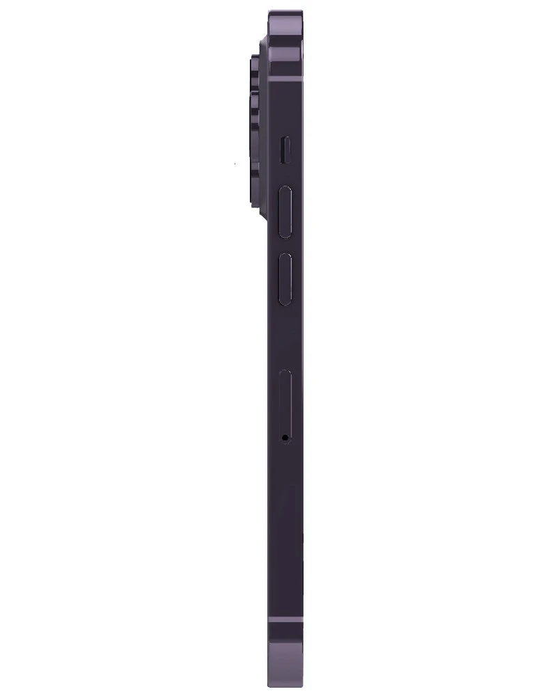 Wholesale Apple iPhone 14 Pro deep purple 128GB 5G unlocked, C/D stock - NOT FULLY FUNCTIONAL — bulk smartphone lot side view