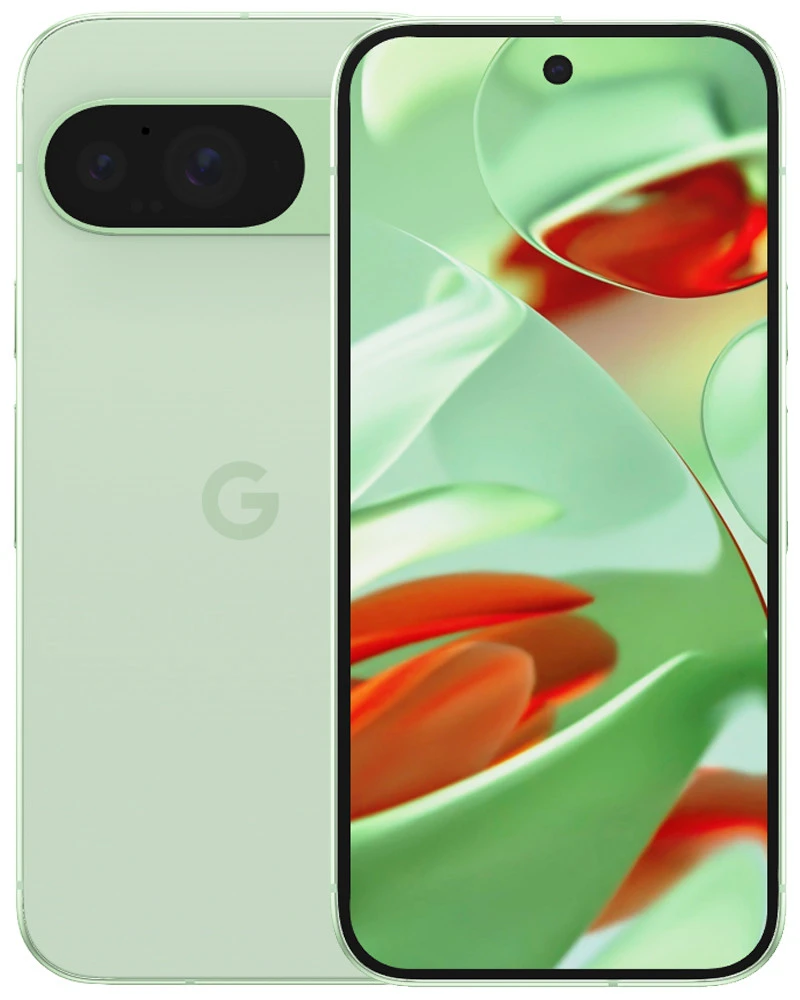 Wholesale Google Pixel 9 G2YBB wintergreen 256GB 5G unlocked, B/C stock — front and back view