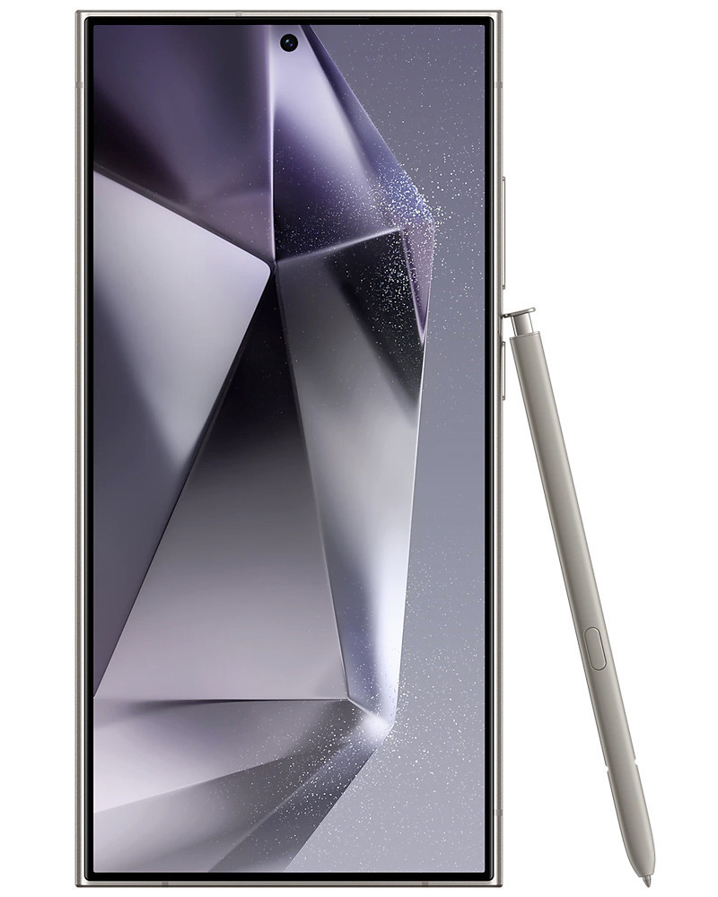 Wholesale Samsung Galaxy S24 Ultra S928U1 titanium violet 512GB 5G unlocked, C/D stock — bulk smartphone lot front view