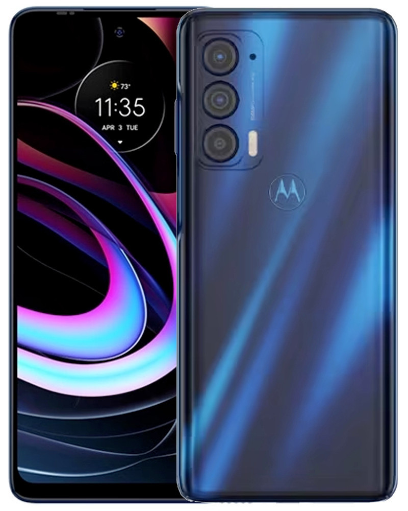 Wholesale Motorola Edge UW 2021 XT2141 nebula blue 128GB 5G unlocked, C/D stock, bulk smartphone lot front and back view