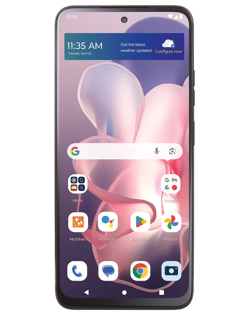 Wholesale Motorola Moto G Power 2024 XT2415V black 128GB 5G TracFone locked, B/C stock, bulk smartphone lot front view